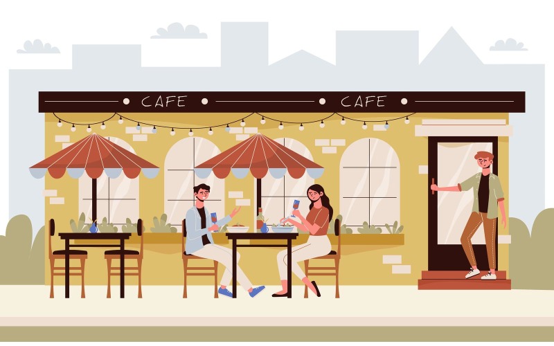 Cafe Illustration Conceito de ilustração vetorial