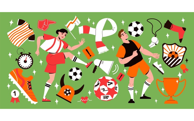 Concepto de ilustración de vector de gran conjunto de fútbol de fútbol