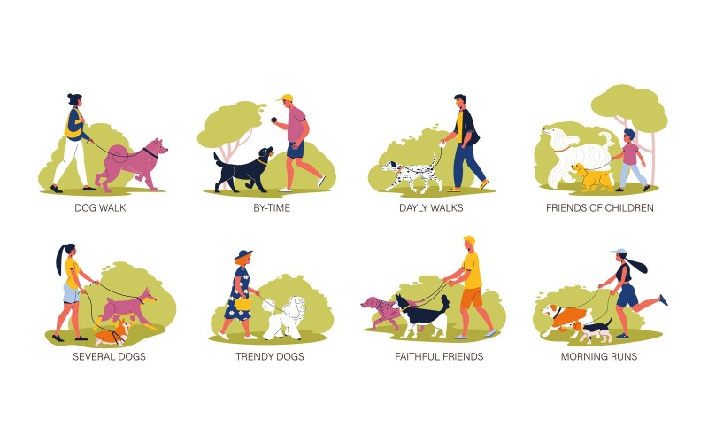 Concepto de ilustración de Vector de composiciones de razas de perros