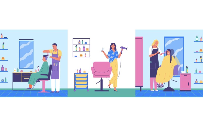 Concetto di design del negozio di barbiere Illustrazione vettoriale Concept