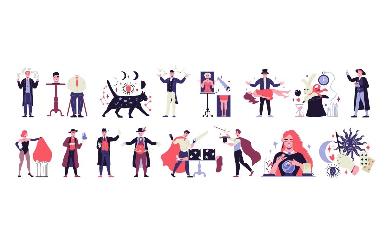 Magic Show Set Vector Illustration Concept - TemplateMonster