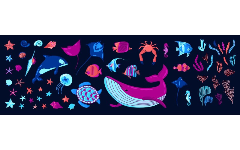 Concetto dell'illustrazione di vettore dell'insieme di colore della giornata mondiale dell'oceano