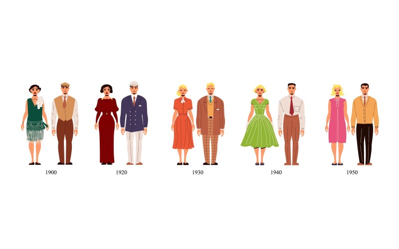 Fashion History Characters Set Stock Vector - Illustration of formal, pose:  179331531