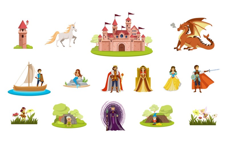 Märchenfiguren Cartoon Vektor Illustration Konzept