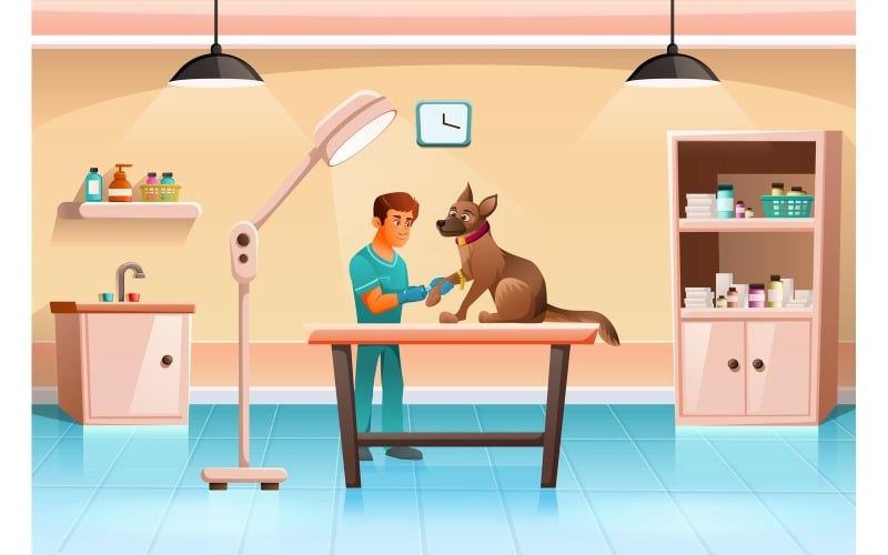 Dierenkliniek Cartoon 3 Vector Illustratie Concept