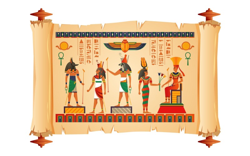 Egypten Forntida Papyrus Scroll Vektor Illustration Koncept