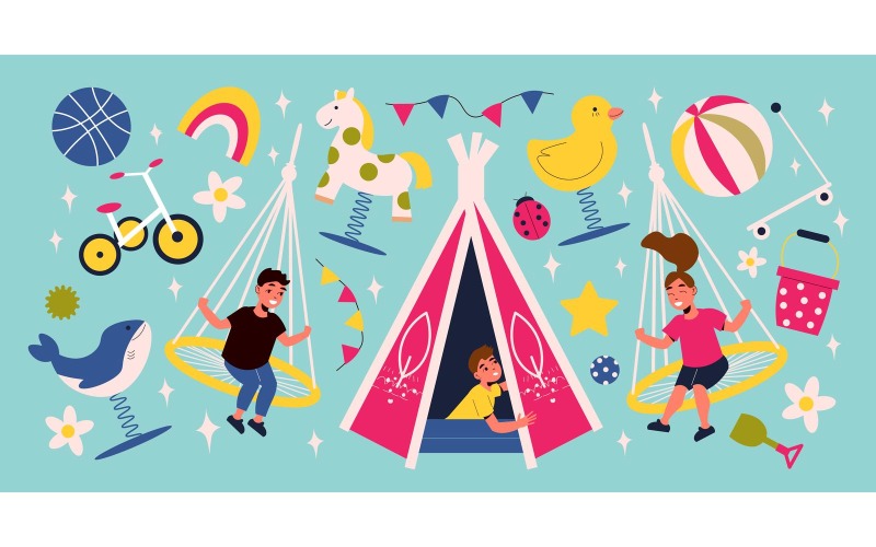 Plac zabaw dla dzieci 2 wektor ilustracja koncepcja