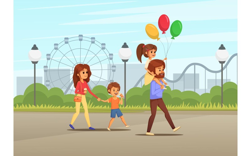 Vacanze in famiglia Cartoon 2 illustrazione vettoriale Concept