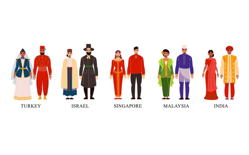 Abbigliamento nazionale Asia 2 illustrazione vettoriale Concept