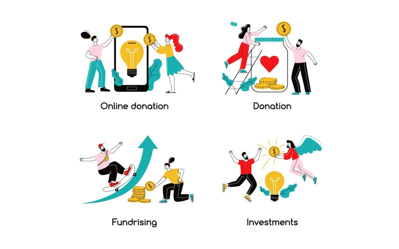 Crowdfunding Trendy Platte Vector Illustratie Concept