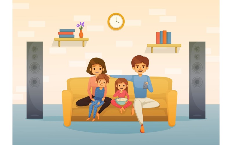Familienurlaub Cartoon 4 Vektor-Illustration-Konzept