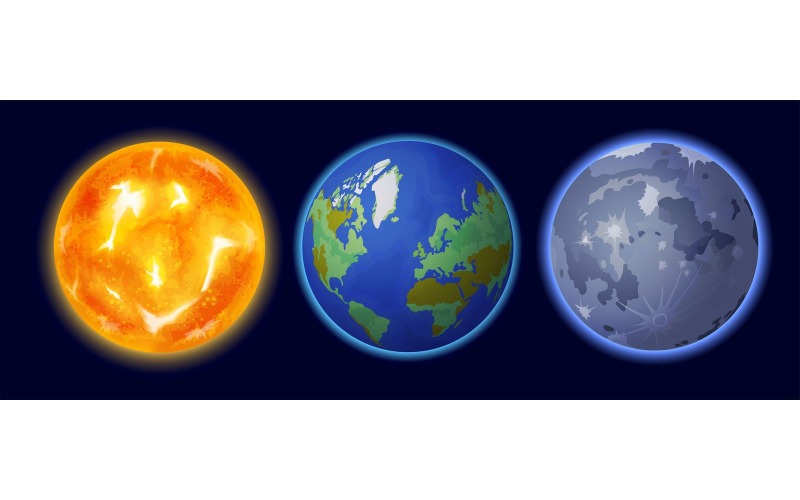 Сонце Земля Місяць Векторні ілюстрації концепції
