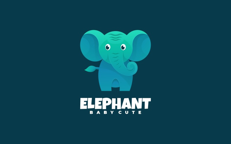 Baby Elefant Logo mit Farbverlauf