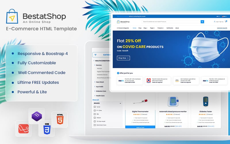 Bestatshop - E-ticaret HTML Web Sitesi şablonu