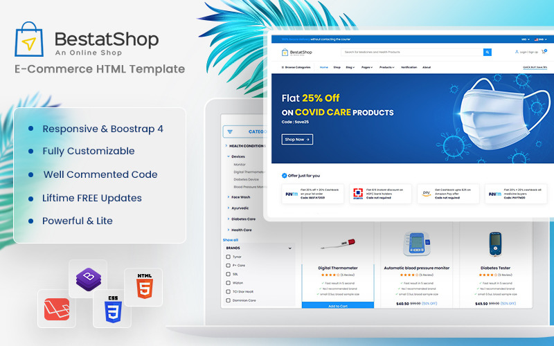 Bestatshop - šablona webové stránky HTML elektronického obchodování