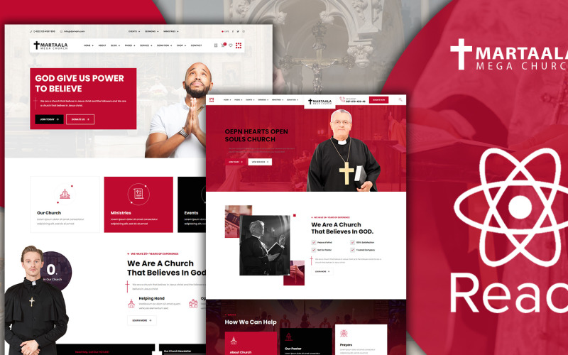 Kościół Martalaa i szablon strony internetowej Multi Purpose React JS