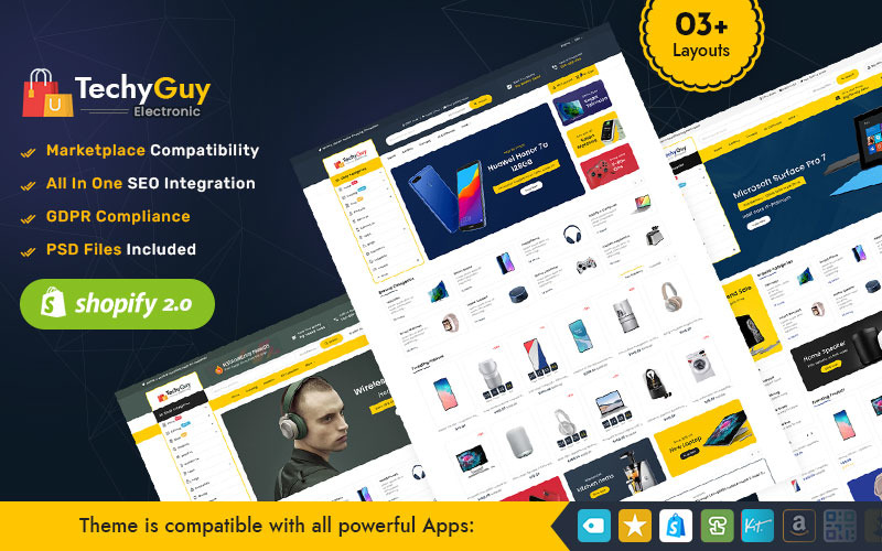 TechyGuy - Elektronica en computers Multifunctioneel Shopify Responsive Theme