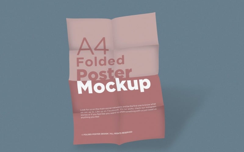 A4 Folded Paper Mockup Flyer Template