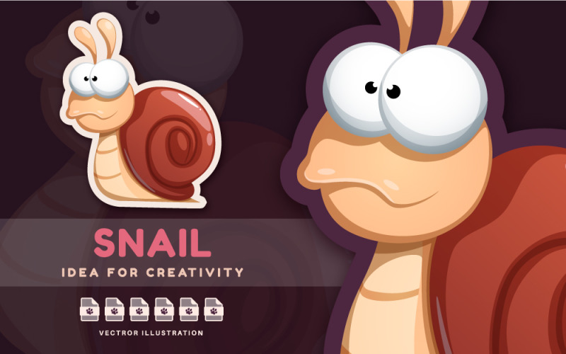 Adorable Snail - Cute Sticker, Graphics Illustration