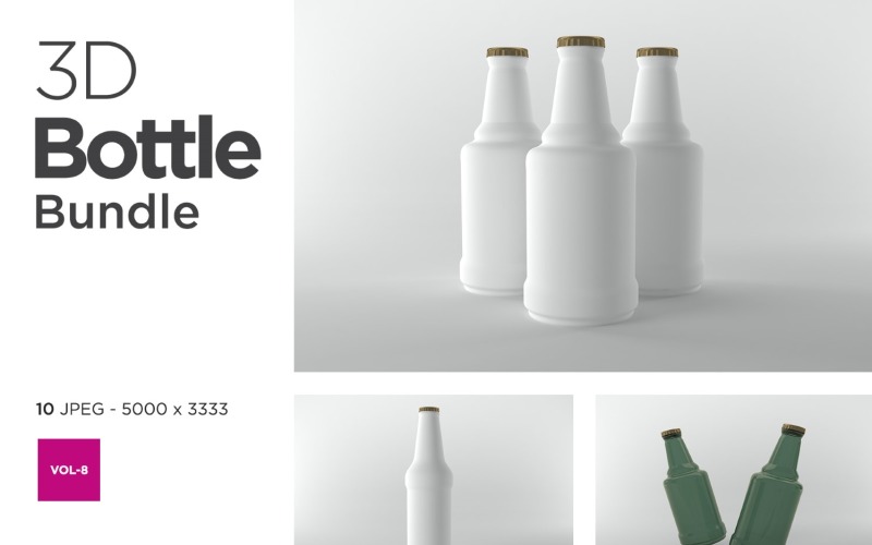 Balíček 3D Bottle Mockup Bundle Vol-8