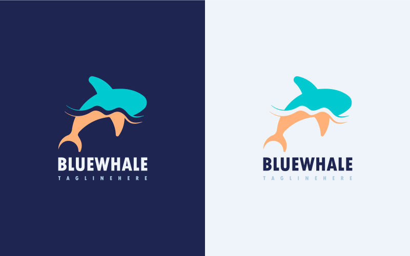 Mavi Balina Logo Tasarım Konsepti Vektör