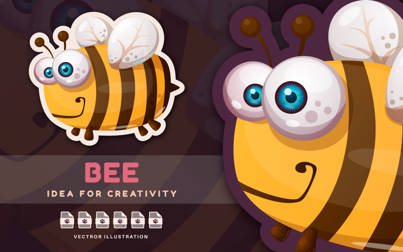 Big Bee - Cute Sticker, Graphics Illustration