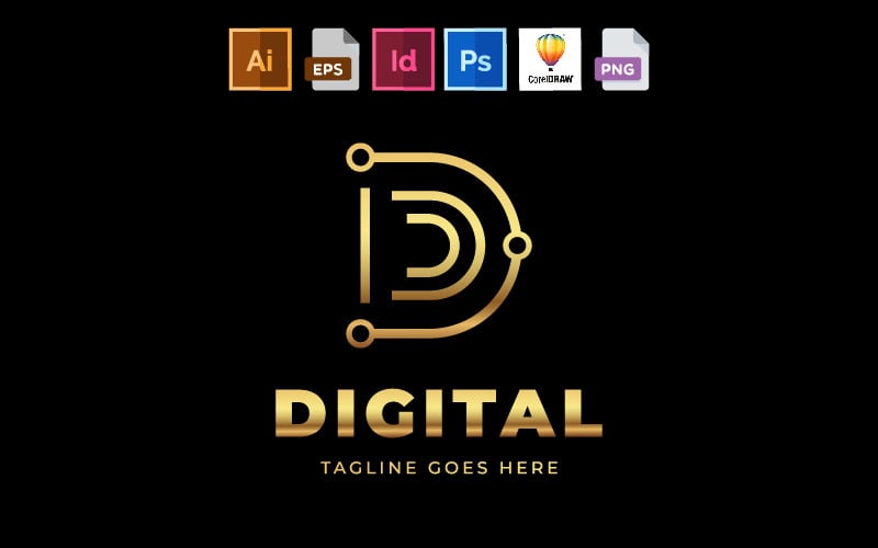 Modèle de logo de lettre D de marque numérique