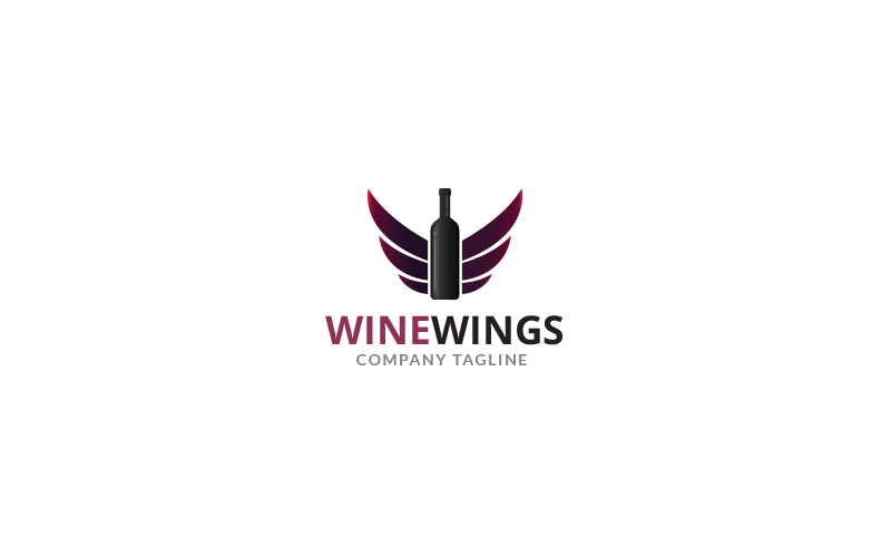 Şarap Kanatları Logo Tasarım Şablonu