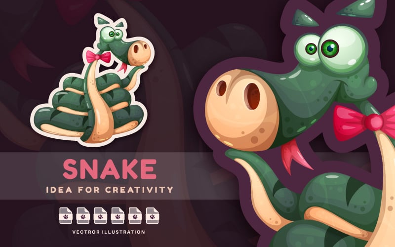 Snake Thinks About Dreams - Cute Sticker, Graphics Illustration
