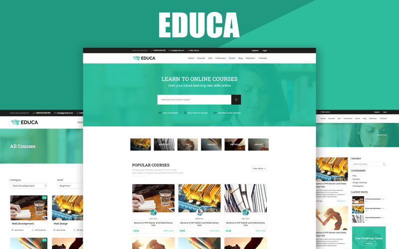Educa - Online e-learningplatform Volledig responsieve creatieve Bootstrap-websitesjabloon