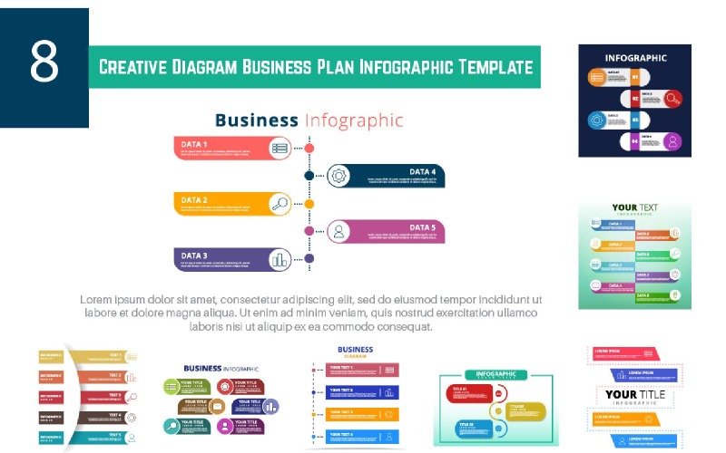 8 Infographic mall för kreativt diagram för affärsplan