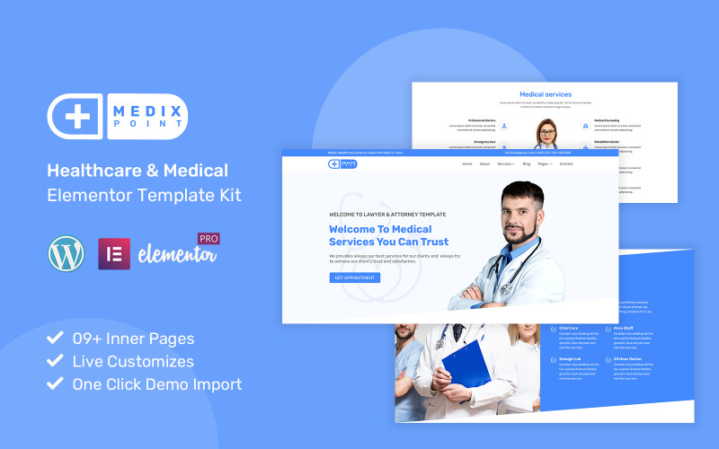 Medixpoint – Комплект Elementor для веб-сайтів медичних клінік, лікарів та медичних служб