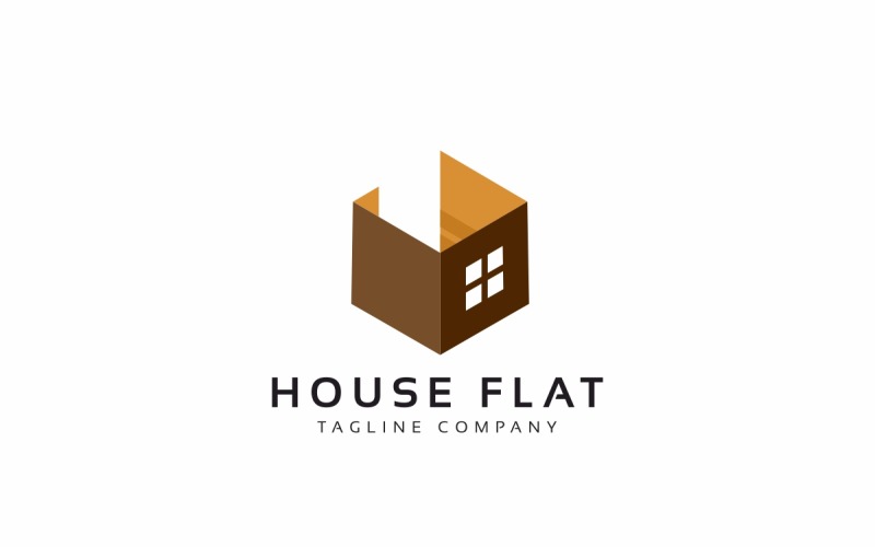 Modelo de logotipo de caixa plana de casa