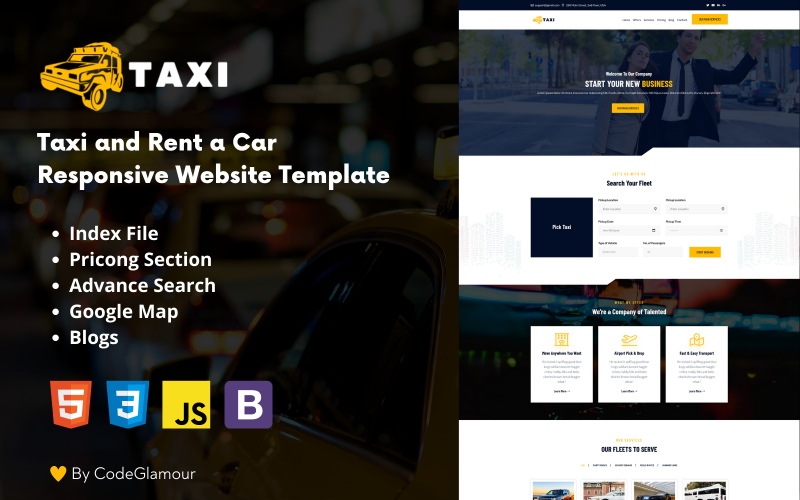 Taksi - Rent a Car Duyarlı HTML5 Açılış Sayfası Şablonu