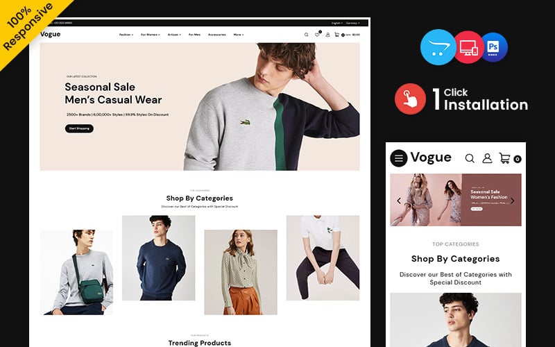 Vogue – 时尚和美容护理多用途 OpenCart 商店