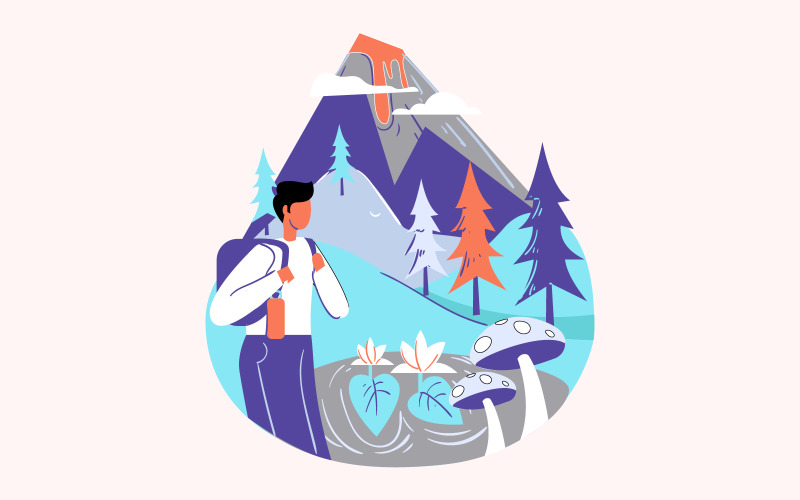 Concetto di viaggio dell'illustrazione delle vacanze estive del ragazzo Vector