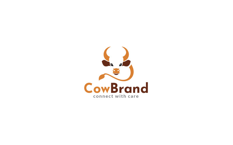 Modello di progettazione del logo del marchio della mucca