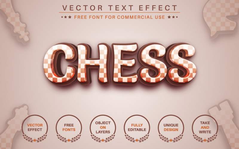 Chess - editable text effect, font style.