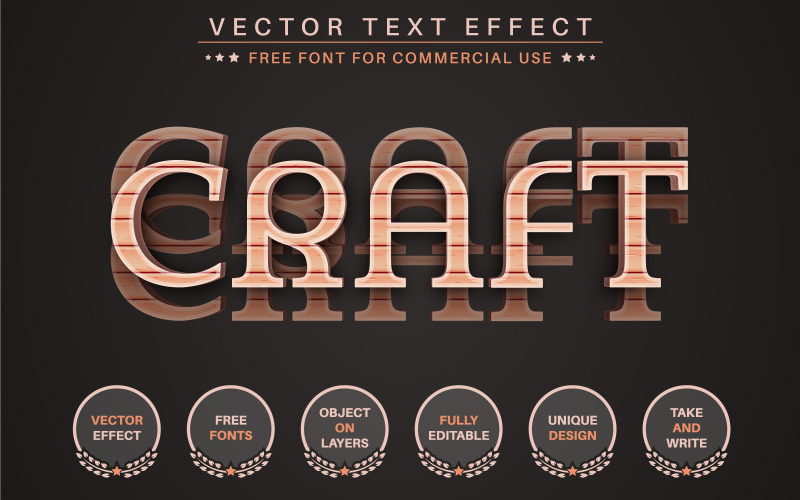Craft Wood - Editable Text Effect, Font Style, Graphics Illustration