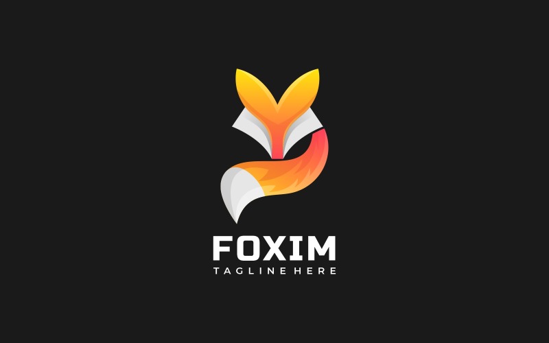 Estilo de logotipo de degradado de color de Fox