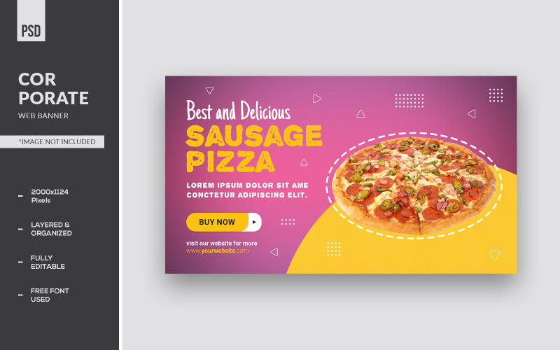 Kolbász Pizza Web Banner Sablonok