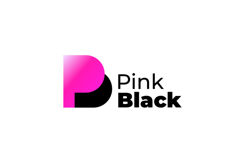 Logotipo de degradado de PB de letra de monograma negro rosa