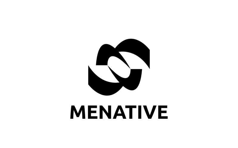 Negatywna przestrzeń Monogram litery MN Logo