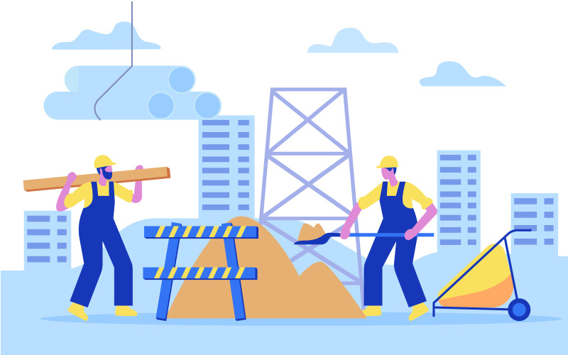Vetor de conceito de ilustração de trabalho de construção