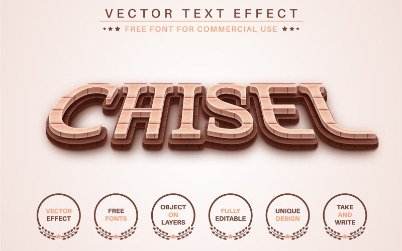 Wood Chisel - Editable Text Effect, Font Style, Graphics Illustration