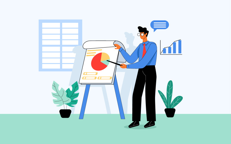 Zakenman bij een presentatie Bedrijfsillustratieconcept Vector