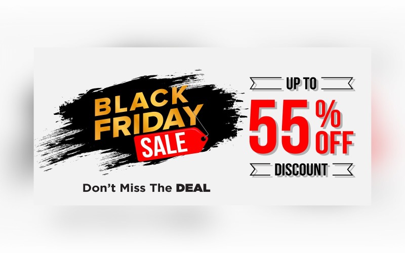 Banner de venta de viernes negro con 50% de descuento en diseño de descuento blanco y negro