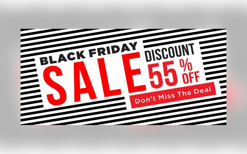 Black Friday Sale Banner mit 55% Rabatt auf Schwarz-Weiß-Farbhintergrund-Vorlage