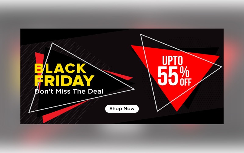 Professionelles Black Friday Sale Banner mit 55% Rabatt auf Designvorlage