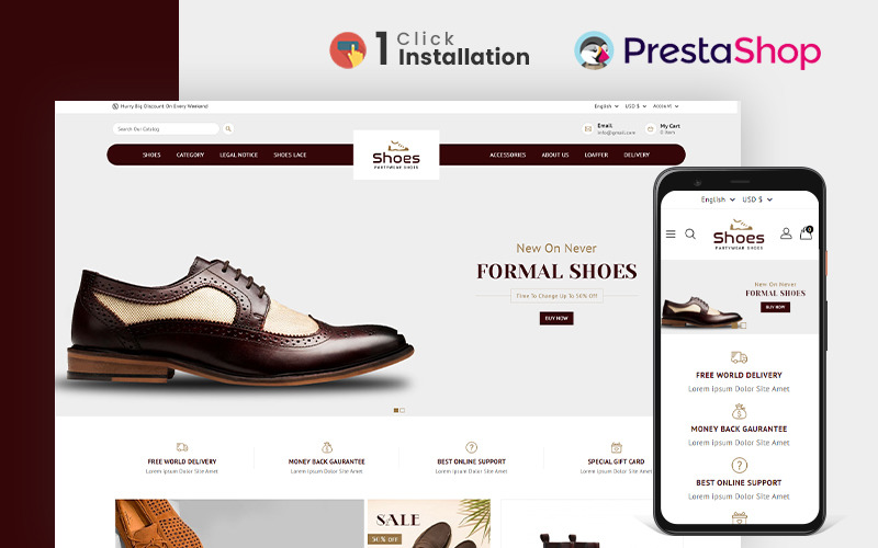 Адаптивна тема Prestashop для магазину взуття